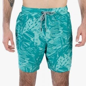 SPYDER Standard 7” Palm Print Volley Swim Trunks Lined Green XL